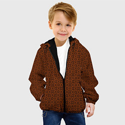 Куртка с капюшоном детская Цветочный узорчатый чёрно-оранжевый, цвет: 3D-черный — фото 2