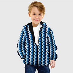 Куртка с капюшоном детская Ломаные полосы синий, цвет: 3D-черный — фото 2