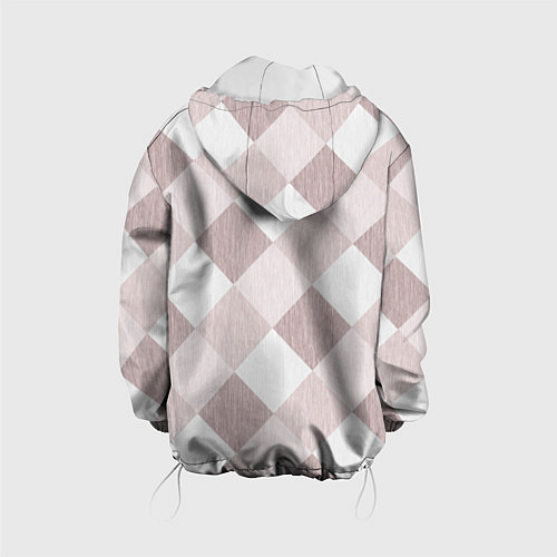 Детская куртка Геометрический светло коричневый узор квадраты / 3D-Белый – фото 2