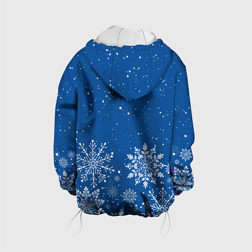 Детская куртка Текстура снежинок на синем фоне / 3D-Белый – фото 2