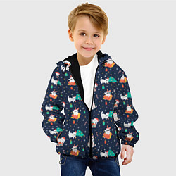 Куртка с капюшоном детская Pattern with new years cats, цвет: 3D-черный — фото 2