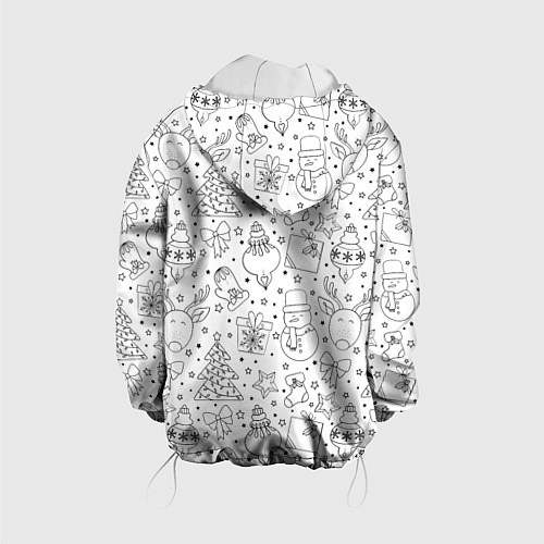 Детская куртка Черно-белый новогодний патерн / 3D-Белый – фото 2