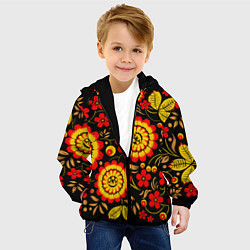 Куртка с капюшоном детская Хохлома: осеннее изобилие, цвет: 3D-черный — фото 2