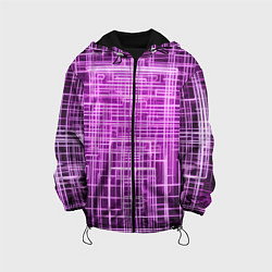 Куртка с капюшоном детская Фиолетовые неоновые полосы киберпанк, цвет: 3D-черный