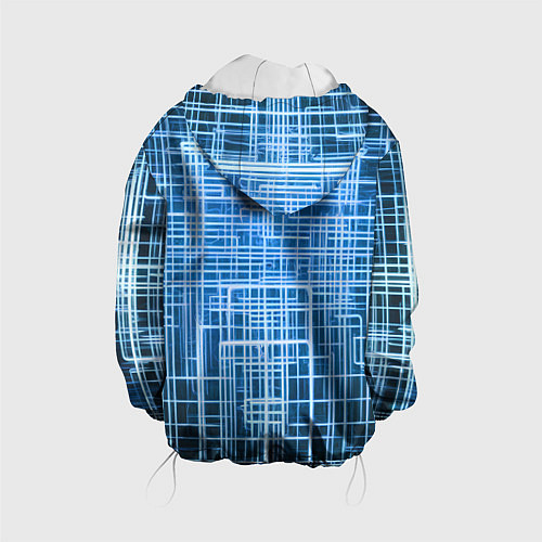 Детская куртка Синие неоновые полосы киберпанк / 3D-Белый – фото 2
