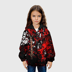 Куртка с капюшоном детская Красная иллюстрация киберпанк, цвет: 3D-черный — фото 2