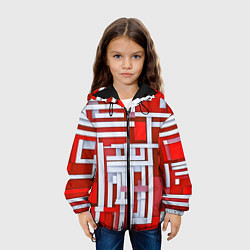 Куртка с капюшоном детская Полосы на красном фоне, цвет: 3D-черный — фото 2