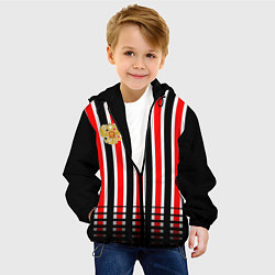Куртка с капюшоном детская Полосатый красный - герб РФ, цвет: 3D-черный — фото 2