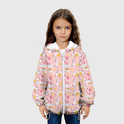 Куртка с капюшоном детская Единороги паттерн праздник, цвет: 3D-белый — фото 2