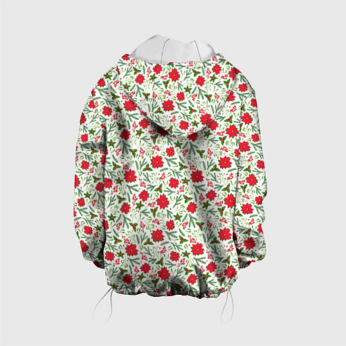 Детская куртка Красная пуансеттия с листьями / 3D-Белый – фото 2