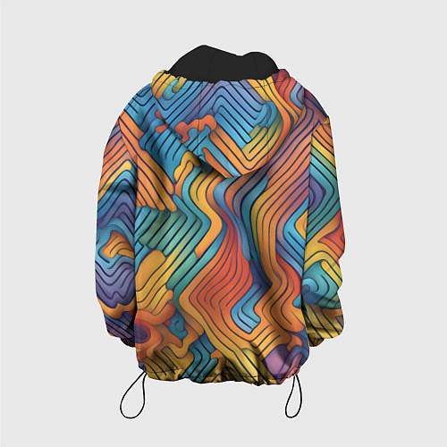 Детская куртка Волнистые линии жёлтые и голубые / 3D-Черный – фото 2