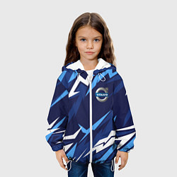 Куртка с капюшоном детская Вольво - синяя абстракция, цвет: 3D-белый — фото 2