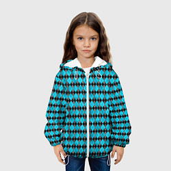 Куртка с капюшоном детская Ромбик клссический черно голубой, цвет: 3D-белый — фото 2