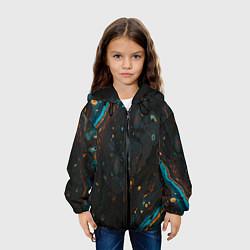 Куртка с капюшоном детская Разводы на нефтяной луже, цвет: 3D-черный — фото 2