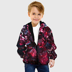 Куртка с капюшоном детская Плиты в стиле абстракционизм, цвет: 3D-черный — фото 2