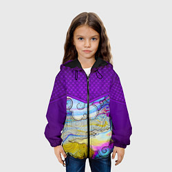 Куртка с капюшоном детская Облака и спирали, цвет: 3D-черный — фото 2