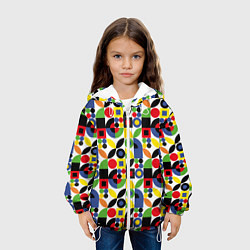 Куртка с капюшоном детская Паттерн из геометрических фигур, цвет: 3D-белый — фото 2