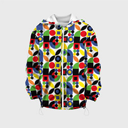 Куртка с капюшоном детская Паттерн из геометрических фигур, цвет: 3D-белый