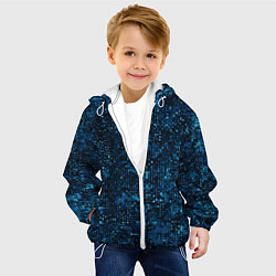 Куртка с капюшоном детская Синие точки на чёрном фоне, цвет: 3D-белый — фото 2