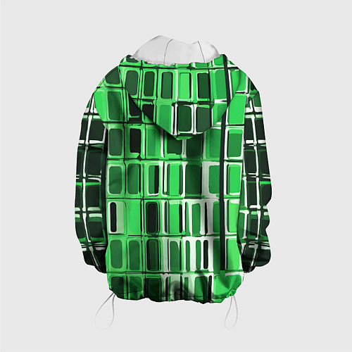 Детская куртка Зелёные прямоугольники / 3D-Белый – фото 2