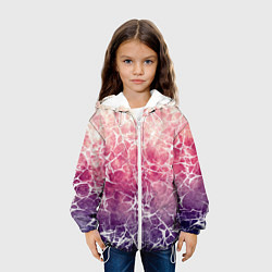 Куртка с капюшоном детская Абстракция - паутинка на сине-красном фоне, цвет: 3D-белый — фото 2