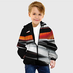 Куртка с капюшоном детская Оранжевая и металлическая абстракция, цвет: 3D-черный — фото 2