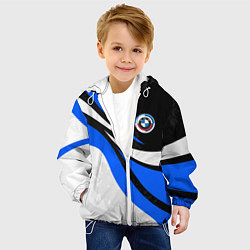 Куртка с капюшоном детская BMW - синяя абстракция, цвет: 3D-белый — фото 2