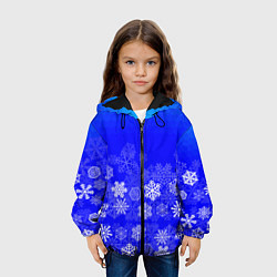 Куртка с капюшоном детская Снежинки на синем, цвет: 3D-черный — фото 2