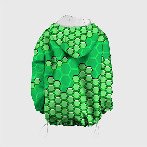 Детская куртка Зелёная энерго-броня из шестиугольников / 3D-Белый – фото 2