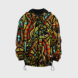 Куртка с капюшоном детская Африканская живопись, цвет: 3D-черный