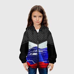 Куртка с капюшоном детская Стёганные ромбы: русский хакер, цвет: 3D-черный — фото 2