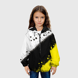 Куртка с капюшоном детская Брызги желто-черных красок, цвет: 3D-черный — фото 2