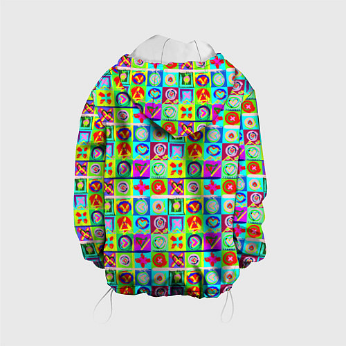 Детская куртка Сердца и квадраты абстракция / 3D-Белый – фото 2