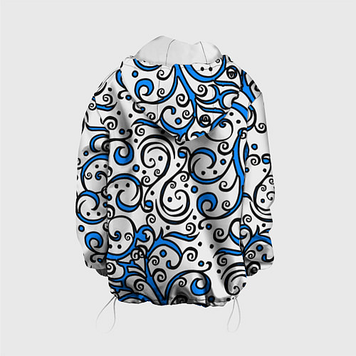 Детская куртка Синие кружевные узоры / 3D-Белый – фото 2