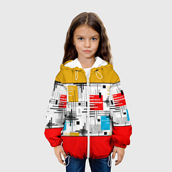 Куртка с капюшоном детская Узор красного горчичного цвета, цвет: 3D-белый — фото 2
