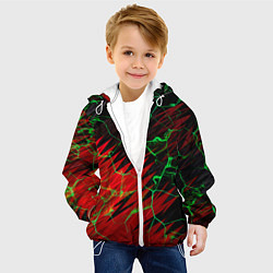 Куртка с капюшоном детская Зелёные трещины узоры, цвет: 3D-белый — фото 2
