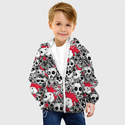 Куртка с капюшоном детская Черепа и звезды, цвет: 3D-белый — фото 2