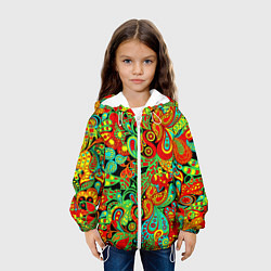 Куртка с капюшоном детская Индийский этнический орнамент пейсли, цвет: 3D-белый — фото 2