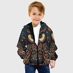 Куртка с капюшоном детская Сова с узорами, цвет: 3D-черный — фото 2