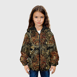 Куртка с капюшоном детская Золотые узоры пейсли, цвет: 3D-черный — фото 2