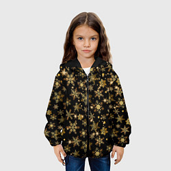 Куртка с капюшоном детская Россыпи золотых снежинок, цвет: 3D-черный — фото 2