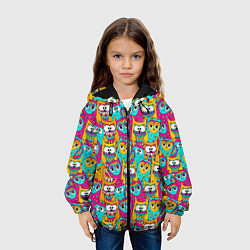 Куртка с капюшоном детская Разноцветные совы, цвет: 3D-черный — фото 2