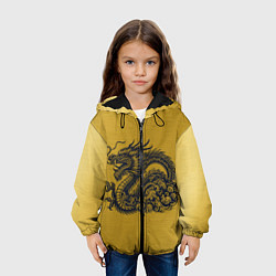 Куртка с капюшоном детская Дракон на золоте, цвет: 3D-черный — фото 2