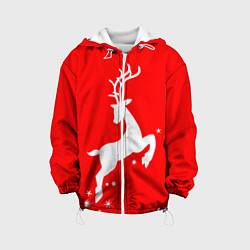 Куртка с капюшоном детская Рождественский олень Red and white, цвет: 3D-белый