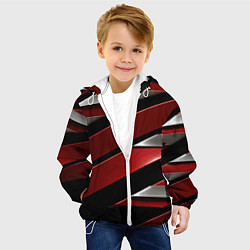 Куртка с капюшоном детская Красная металическая абстракция, цвет: 3D-белый — фото 2