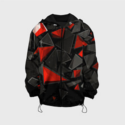 Куртка с капюшоном детская Черные и красные треугольные частицы, цвет: 3D-черный