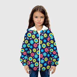 Куртка с капюшоном детская Геометрические узоры из кругов, цвет: 3D-белый — фото 2