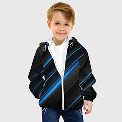 Куртка с капюшоном детская Синий узор абстракции, цвет: 3D-белый — фото 2
