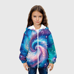 Куртка с капюшоном детская Галактический тай-дай, цвет: 3D-белый — фото 2