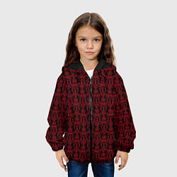 Куртка с капюшоном детская Чёрно-красный узоры, цвет: 3D-черный — фото 2